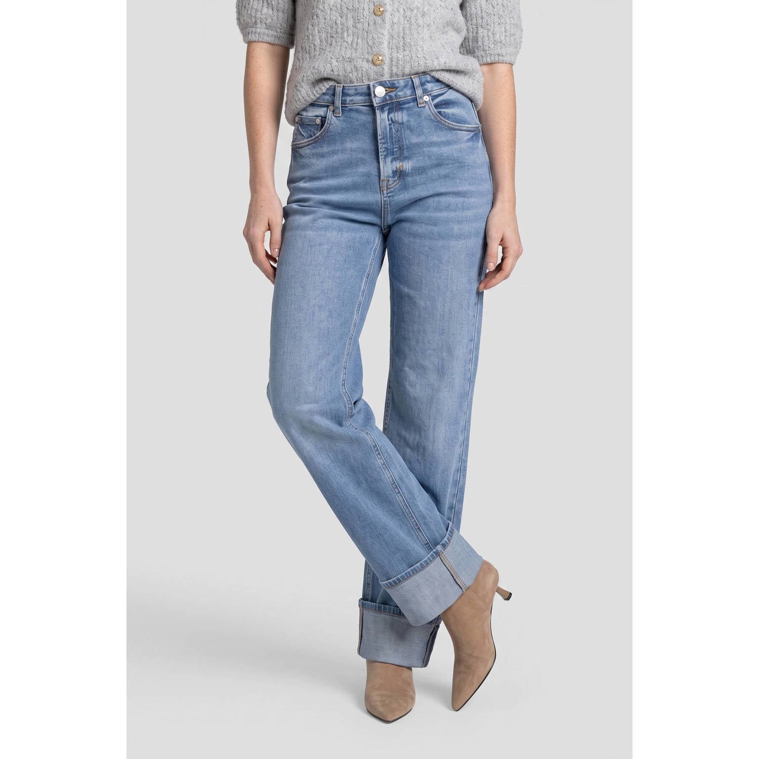 Anytime high waist wide leg jeans mid blue