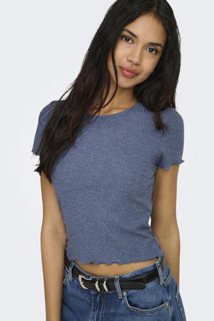 cropped top rib gebreid