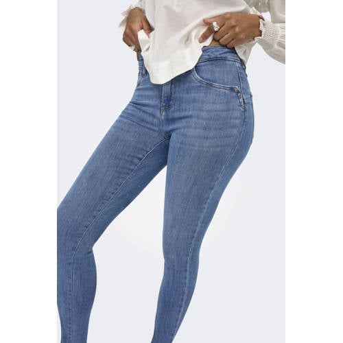 ONLY Onlpower Mid Waist Push Up Ank Det Dnm skinny jeans medium blue denim afbeelding