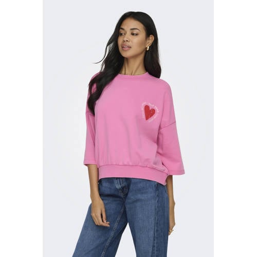 ONLY sweater met backprint roze afbeelding