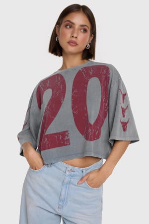 T-shirt met backprint grijs
