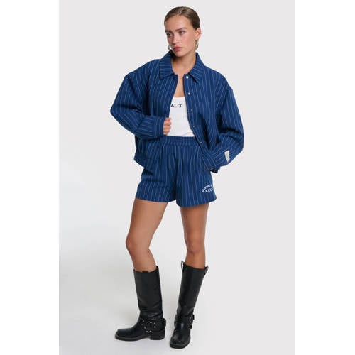 Alix the Label wide leg regular waist broek met krijtstreep blauw afbeelding