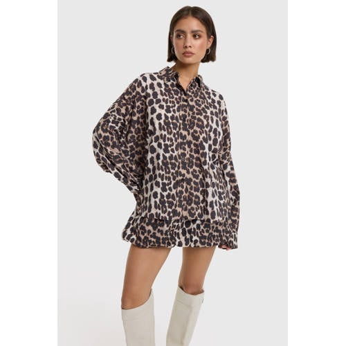 Alix the Label blouse met panterprint bruin afbeelding