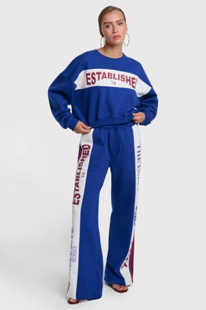 wide leg regular waist broek blauw