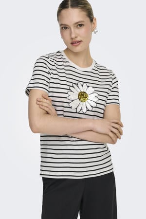 gestreepte T-shirt wit met pailletten