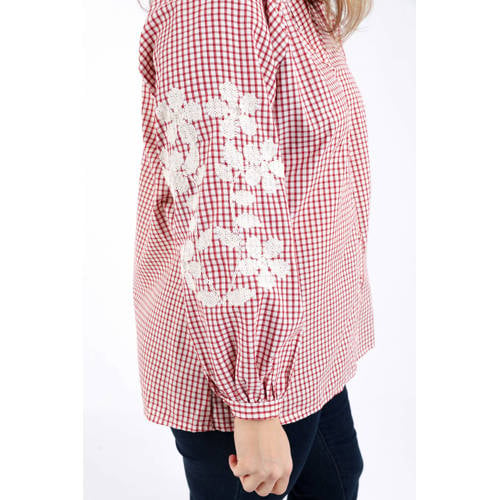 Paprika geruit blouse donkerrood afbeelding