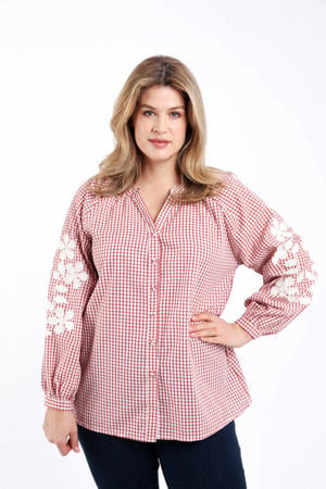 geruit blouse donkerrood