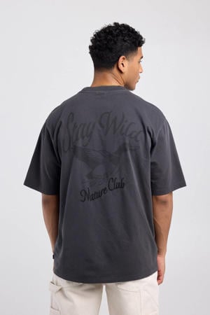 relaxed T-shirt met backprint zwart