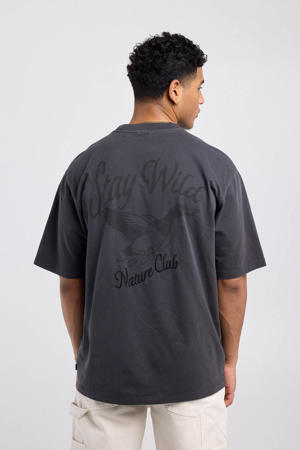 relaxed T-shirt met backprint zwart
