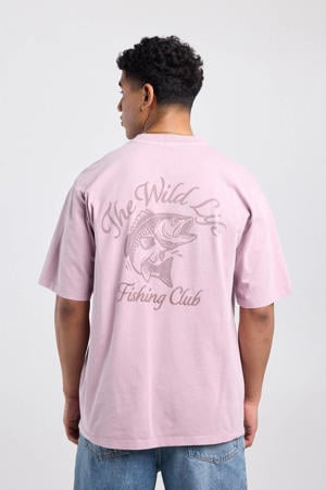 relaxed T-shirt met backprint roze