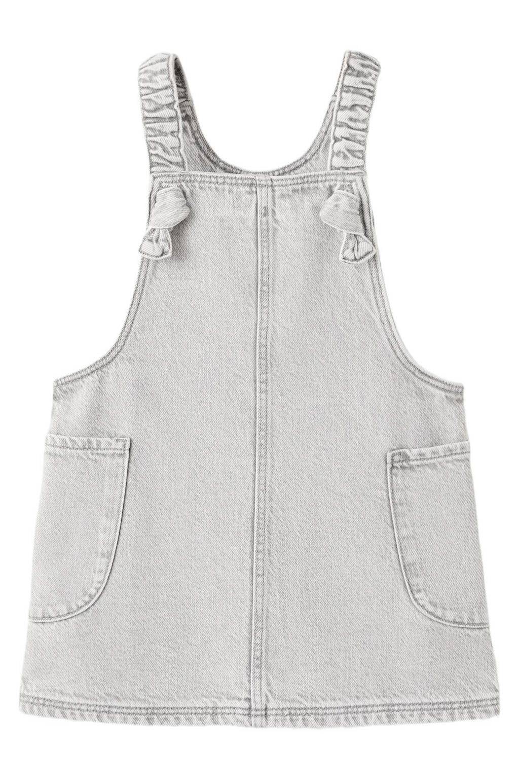 Grey denim meisjes Mango Kids spijkerjurk van denim met effen en vierkante hals