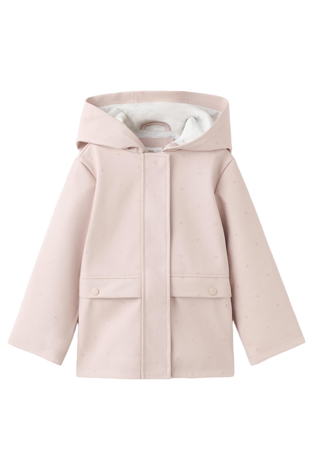 Lichtroze meisjes Mango Kids tussenjas van polyester met stippenprint, lange mouwen, capuchon en ritssluiting