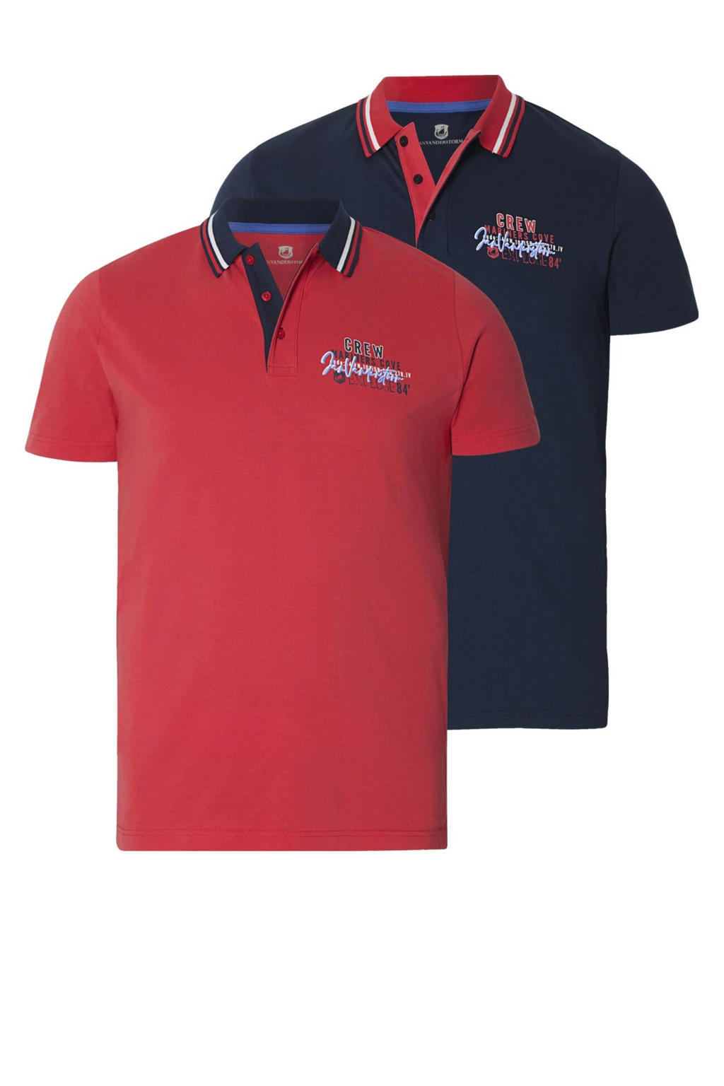 Jan Vanderstorm +FIT Collectie oversized polo Plus Size TEOFIL rood - (set van 2)