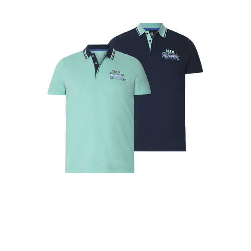Jan Vanderstorm +FIT Collectie oversized polo Plus Size TEOFIL turquoise - (set vanÂ 2) afbeelding