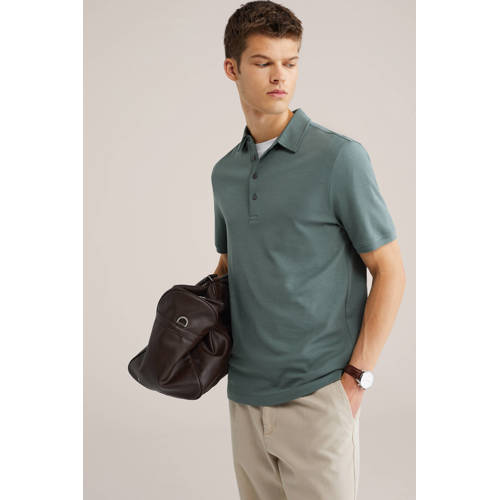 WE Fashion slim polo groen afbeelding