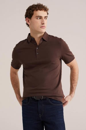 slim polo donkerbruin