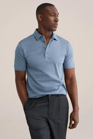 slim polo blauw