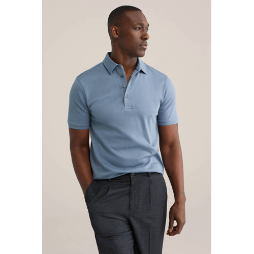 WE Fashion slim polo blauw afbeelding