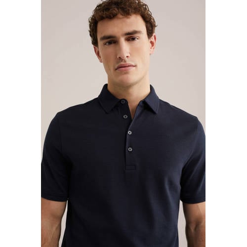 WE Fashion slim polo donkerblauw afbeelding