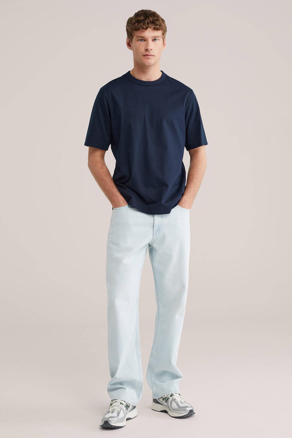 WE Fashion Blue Ridge relaxed T-shirt donkerblauw