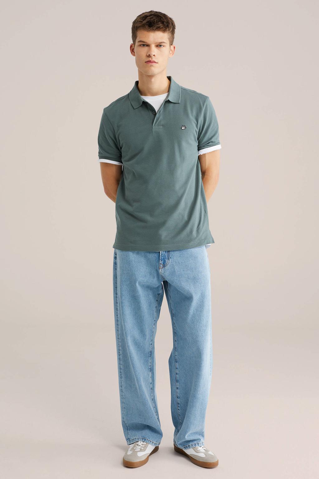 WE Fashion regular polo groen