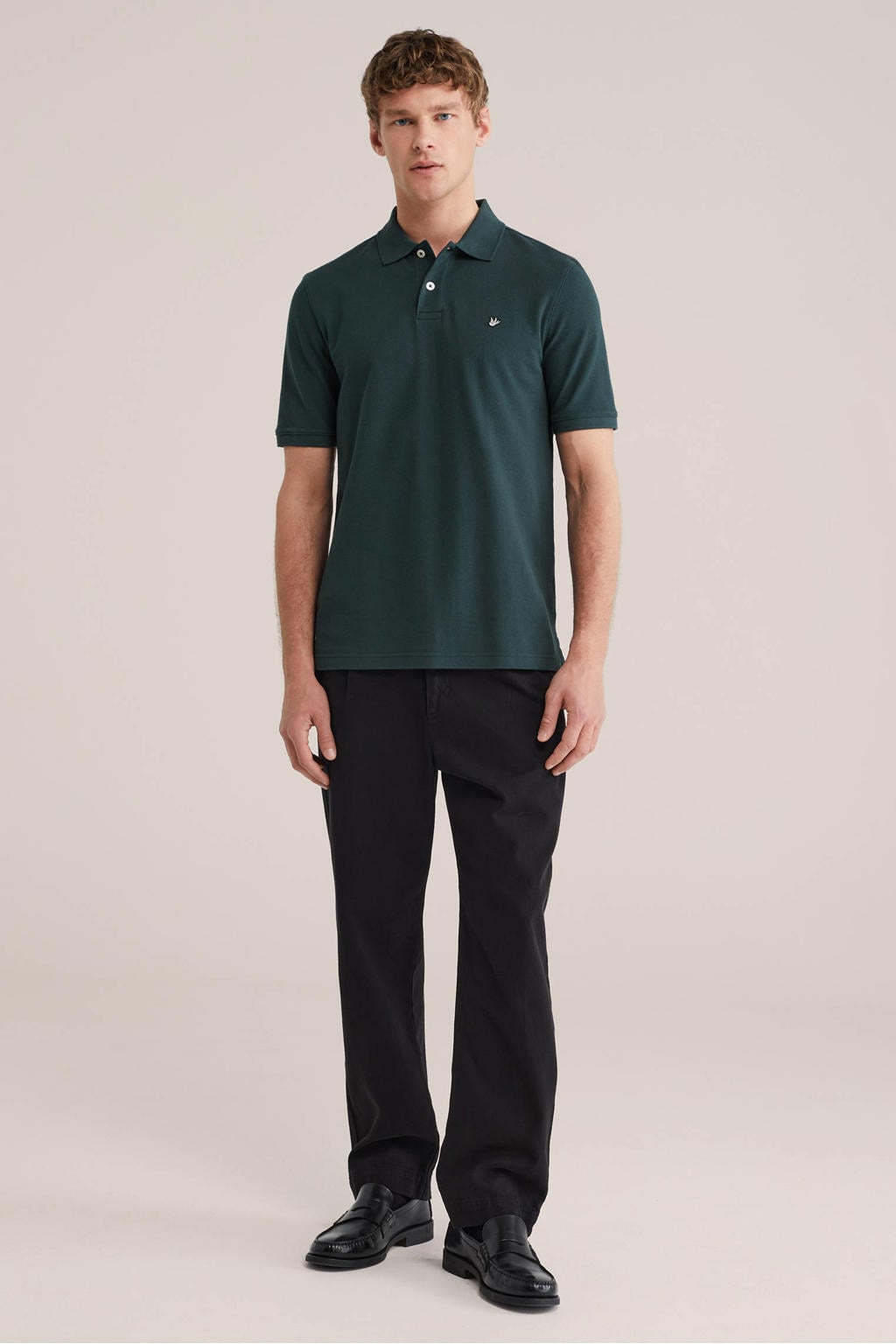 WE Fashion regular polo donkergroen