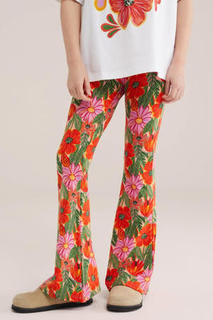 flared legging oranje/roze/groen