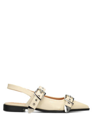 Julie lak slingback loafers ecru