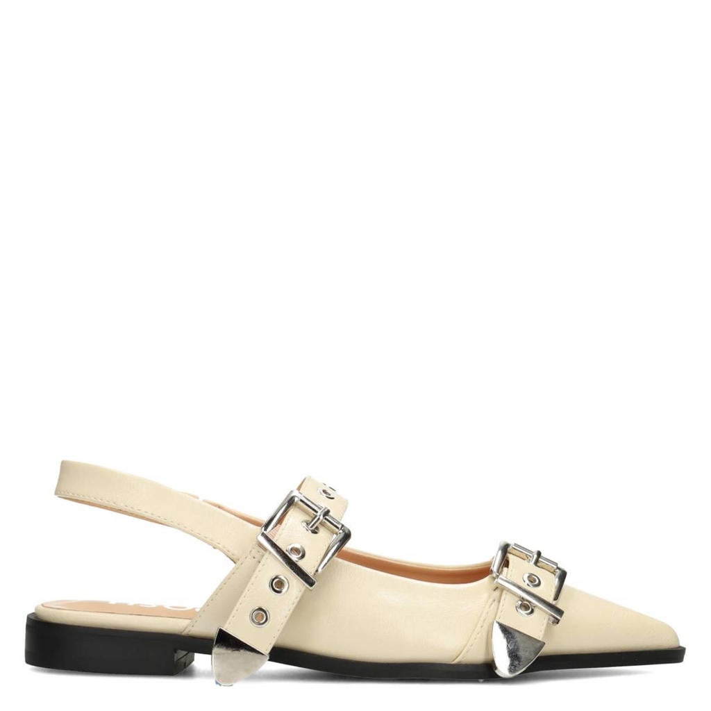 Ecru dames POSH by Poelman Julie lak slingback loafers met gesp