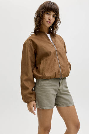 denim regular waist short groen