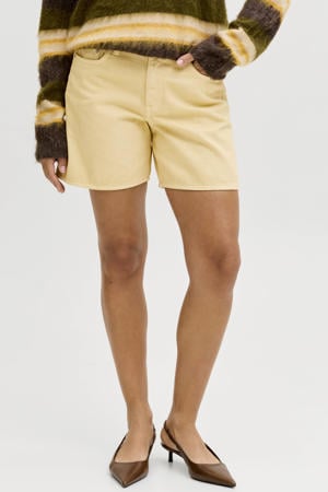 denim regular waist short lichtgeel