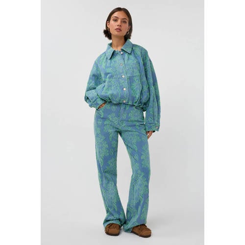 Studio AMAYA Anna high waist gebloemde loose fit jeans light blue denim afbeelding