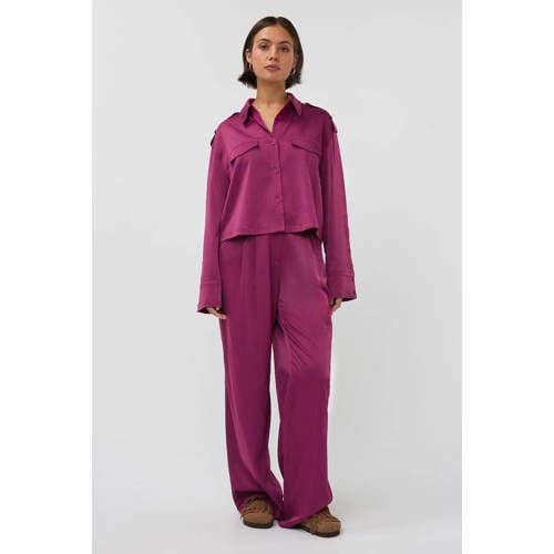 Studio AMAYA wide leg high waist broek paars afbeelding