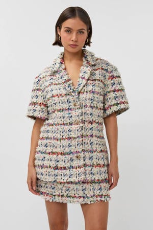 tweed geruit regular blazer ecru