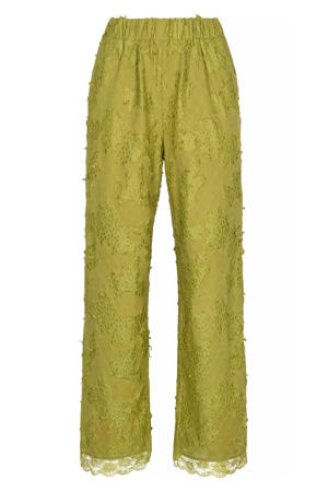 wide leg high waist broek groen
