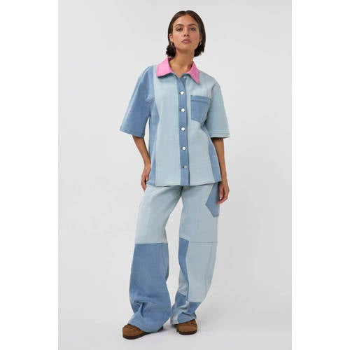 Studio AMAYA denim blouse light blue denim afbeelding