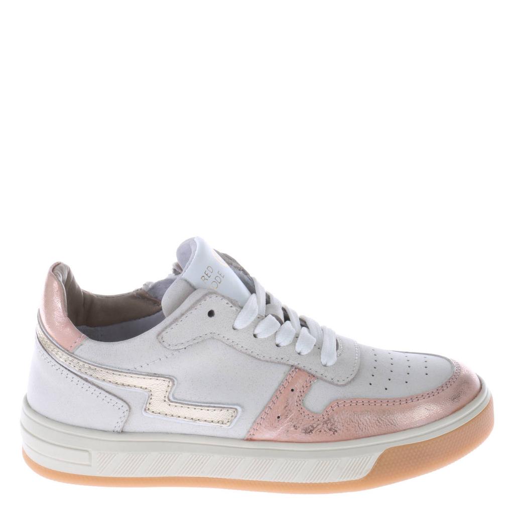 Wit en roze meisjes Red Code leren sneakers van 100% leather met veters