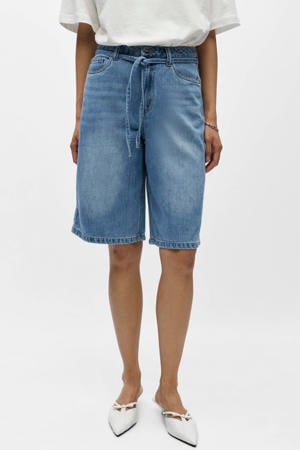 wide leg regular waist short light blue denim