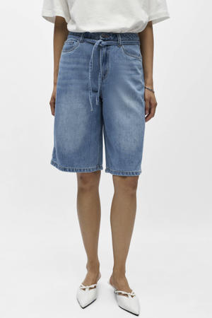 wide leg regular waist short light blue denim
