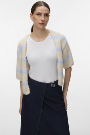 gestreepte gebreid vest ecru