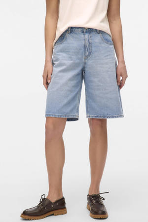 wide leg regular waist denim jort light blue denim