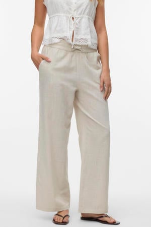 wide leg regular waist casual broek lichtgrijs