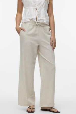 wide leg regular waist casual broek lichtgrijs