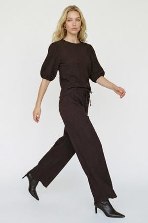 wide leg high waist casual broek