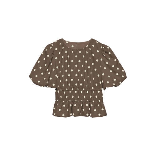 VERO MODA top met stippen donkerbruin afbeelding