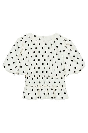 top met stippen wit