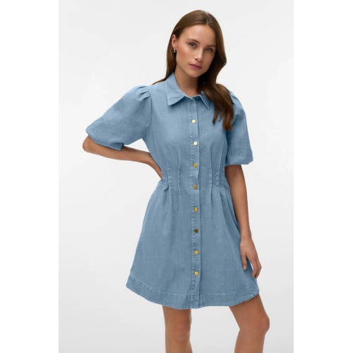 VERO MODA denim A-lijn jurk medium blue afbeelding