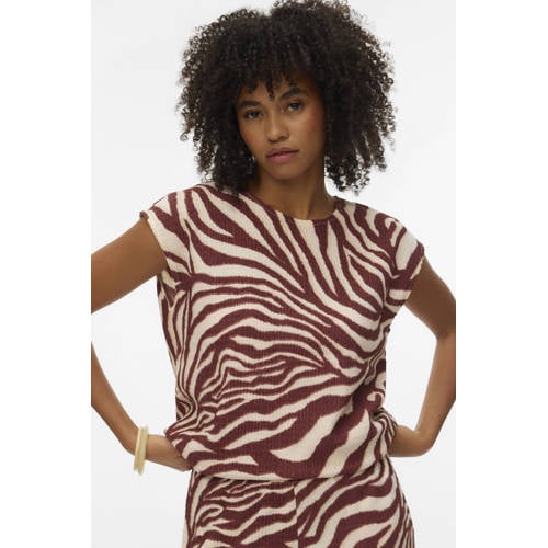 VERO MODA top met zebraprint roodbruin afbeelding