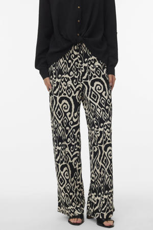wide leg regular waist casual broek zwart