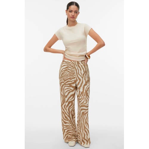 VERO MODA wide leg regular waist casual broek zand afbeelding